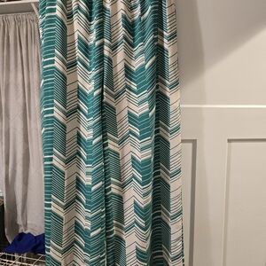 Teal and White Chevron Wide Leg Pants
